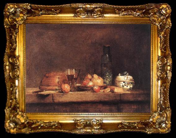 framed  jean-Baptiste-Simeon Chardin Still-Life with Jar of Olives, ta009-2